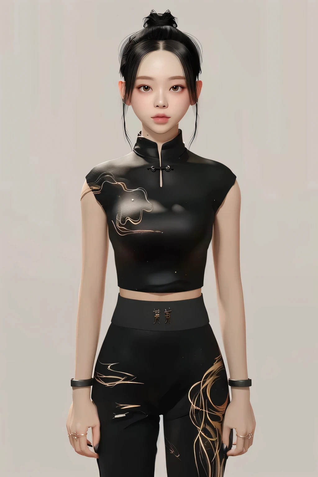 Black pants,Solid Color,Simple