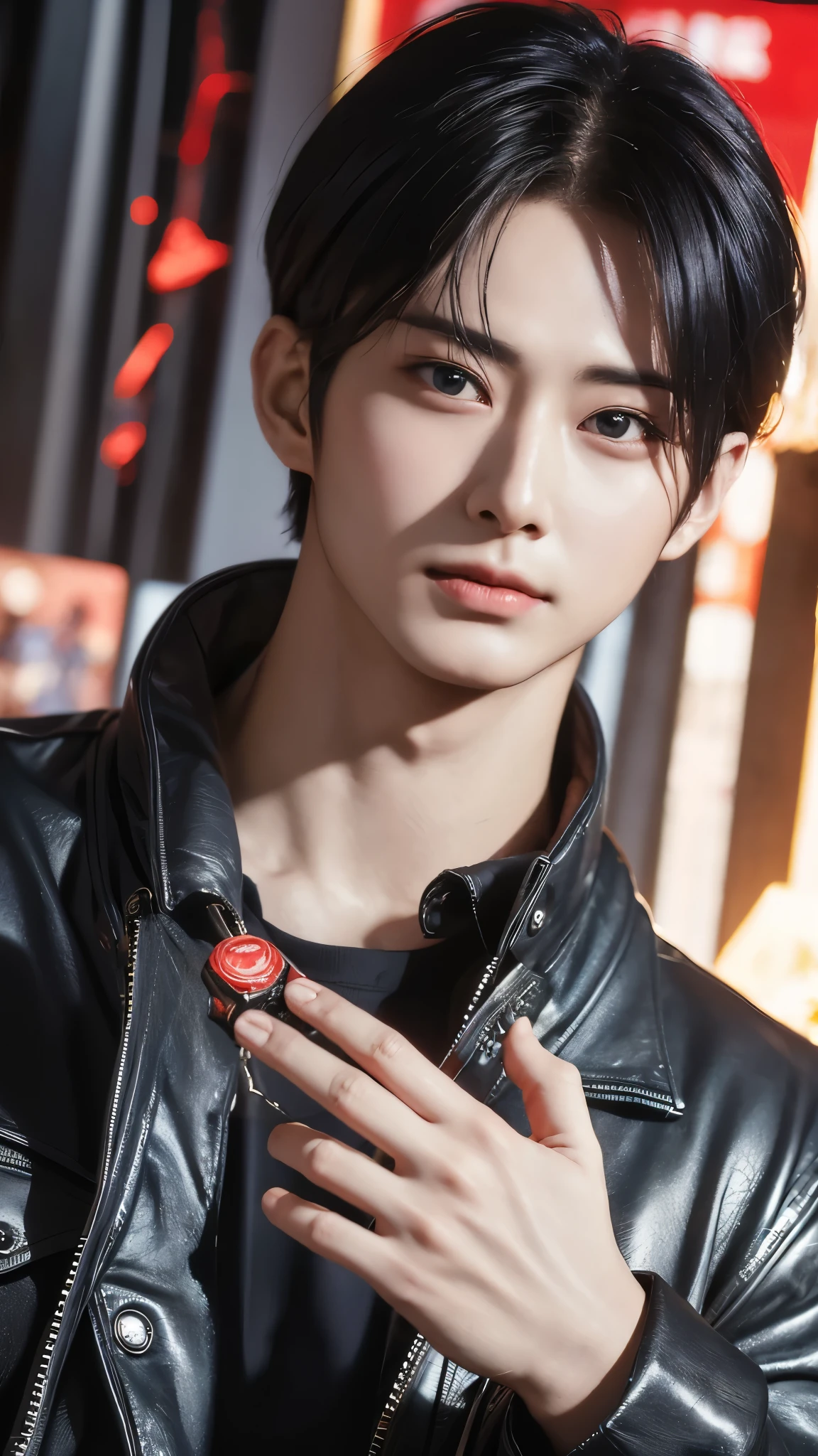 "Enjoy a visual feast as you witness the astonishing transformation of handsome 20-year-old Saitama, a being of unparalleled strength and captivating aura. With brilliant short-cut black hair and red eyes penetrating, this energetic person will surprise you."