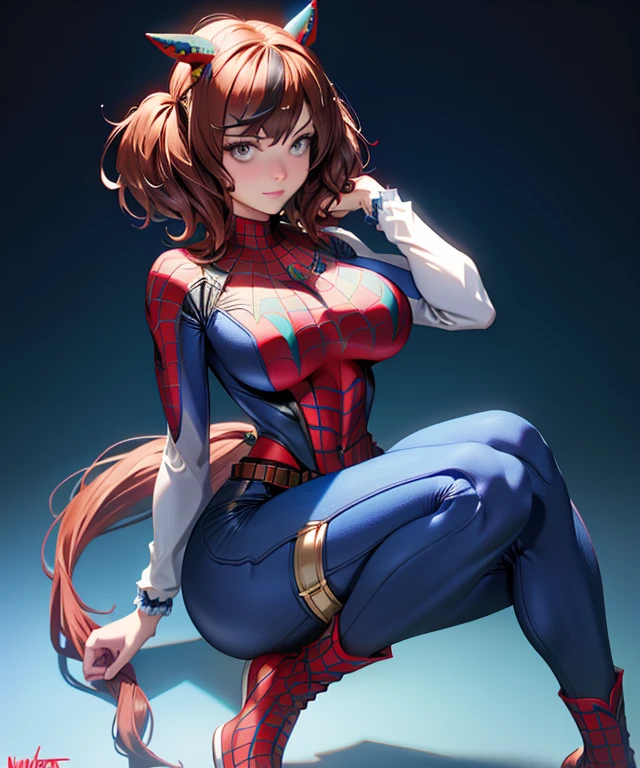 nicenature ,Beautiful woman ,detailed the outlined body with Spider-Man cosplay, very large breasts,tits big