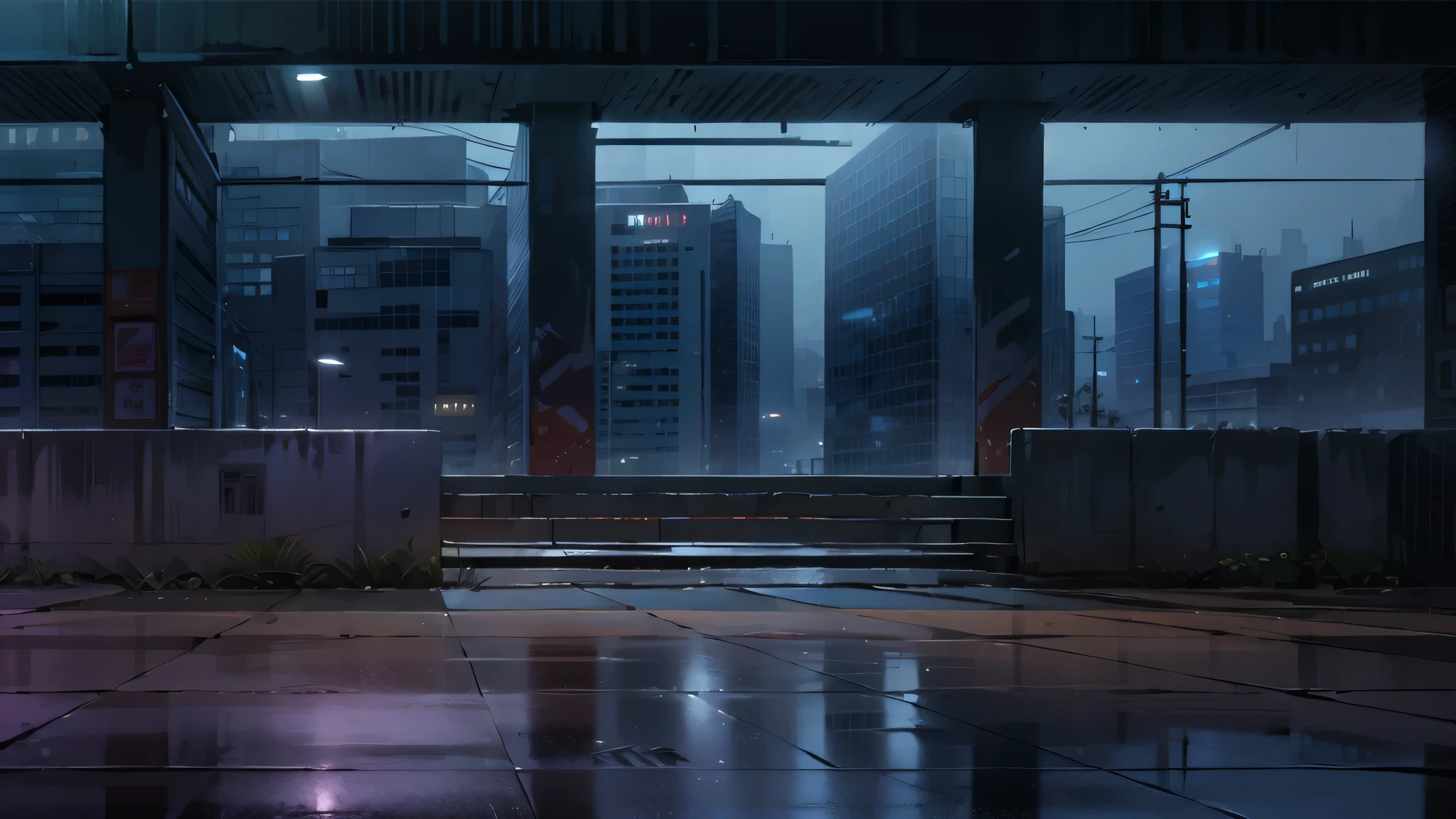 （City background illustration)(road)Dark environment