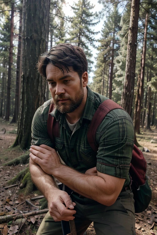 spawns a tired lumberjack in the forest