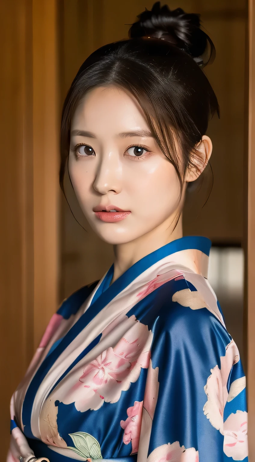 ((highest quality, 8k, masterpiece: 1.3)), Sharp focus: 1.2, Beautiful woman with perfect figure: 1.4, (kimono, Complex Blue), Highly detailed face and skin texture, Fine grain, (lips),
