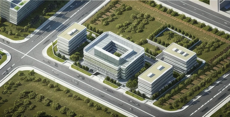 le rendu of a building school with a green roof, mantra le rendu, le rendu, impression d'artiste, impression d'artiste, Conceptual le rendu, digital le rendu, Concept image, impression d'artistes, pre-rendu, detailed le rendu, le rendu of checkmate, Conceptual, dans un environnement en bord de mer, Concept, rendu, rendu architectural, 3 / 4 vues, 3/4 vues