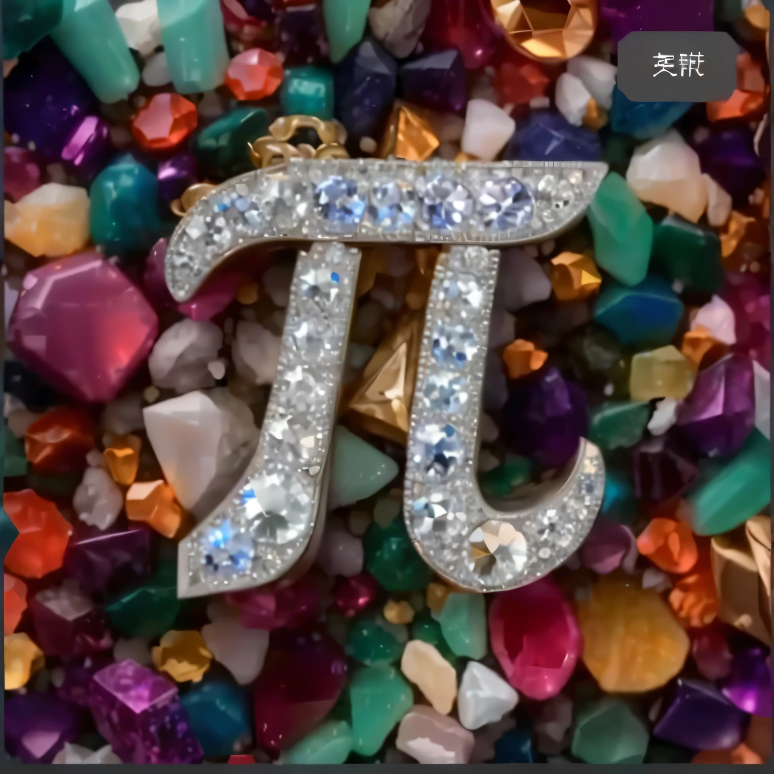 Close-up of the π symbol surrounded by stones, Precious Stone, embedded with gem, gem and treasures, Golden ratio jewelry candy, Precious gem, Precious and valuable elements, Jewelry Technology, Home, author：Tajima Hiroyuki, Fruit gems and diamonds, adorned with Precious Stone, on a throne of gem, gem, Pi - Slice, Profile picture