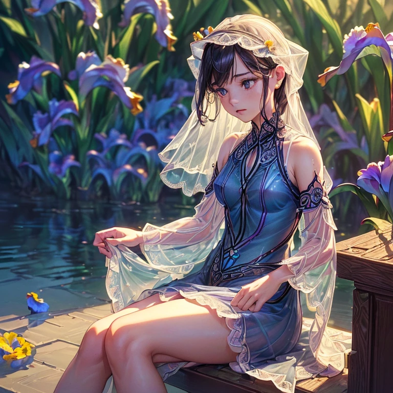 (sitting:1.6),(May:1.4),(Lakeside:1.6),(Lixia:1.6),(Fresh greenery:1.6),(Iris_focus:1.8),(Fleshing Birds:1.5),(sheer material_one-piece dress:1.8),(hair blowing in the wind:1.4),(strong wind:1.4),(looking away:1.8),(tiered layers skirt:1.4),(lace trimmed:1.4),(embroidery:1.4),(diffraction of light:1.2),(tyndall effect:1.2),(pale red lip:1.2),(fuller lips:1.3),(beeline:1.4),(sense of depth:1.4),(highest quality:1.2),(32K:1.2),(HDR1.2),(Ultra-high resolution:1.2),(RAW:1.2),(masterpiece:1.2),(Intricate details:1.6),(Delicate and beautiful details:1.6),(Detailed eyes:1.1),(Detailed facial features:1.1),(glossy lips:1.1),(madeon:1.3),(perfect anatomy:1.3),(best illuminate:1.3),(cinematic shadows:1.3),(absolutely resolution:1.2),(incredibly absurdres:1.2),(highres:1.2),(refraction:1.2),(ultra detailed:1.2),