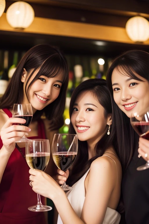hair, Ultra-high resolution, highest quality, masterpiece: 1.2), (Realistic, photoRealistic: 1.37), Very detailed, celebration party、Three women who love wine、Three Men、Japanese sahaire、Shochu、Champagne、Sparhairling wine、Winter Night、restaurantでワイン宴会、(slimな男女4名),(Wine for 5)、(slimフェイス),Happy、 最高なsmile、Fox face、Berry Short、(Because I&#39;thin), (Brown Hair), (Shortcuts), Long sleeve shirt、Winter Fashion、Japanese、Dutch、German、Portuguese、Belgian、Italian、French, (erupt), (slimボティ), (Brown Hair), (Shortcuts), Pure beauty、cheehairs blush a little, (34 years old), 38 years old, alone, Outside the window, a beautiful and detailed night view unfolds...., restaurant, wine glassが座っている, At night, In a prominent place (from the Upper Body) Nova Frog Style, actress, model, Upper Body, White wine, slim, wine glass, Very beautiful night view, wine glass Put in the Middle, Happy smile, (smile: 1.15), 