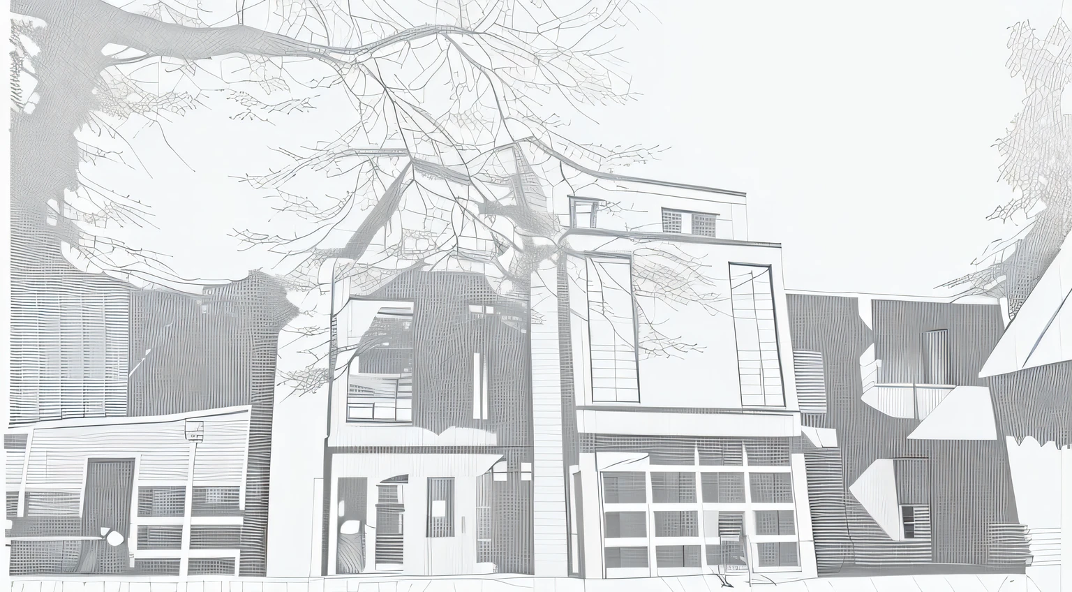 line drawing Modern style building