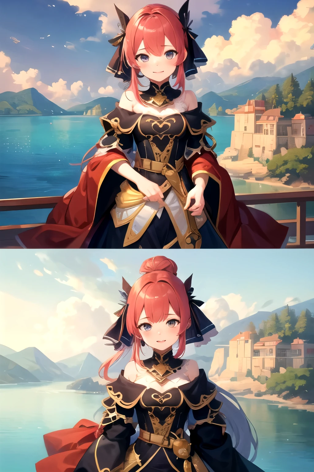 ((highest quality)), ((masterpiece)), (detailed), Cute , Wizard's Clothes, Wizard's Hat, universe, star, Red Eyes, bell, Green medium-long hair, Magic book,