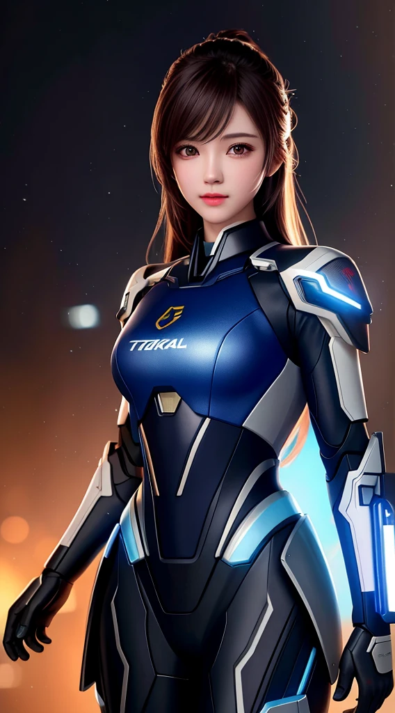 best quality, masterpiece, high resolution, 1 Girl, Mecha suit, Pretty Face, Above_Body, Tyndall effect, Practical, Dark Studio, Side lighting, Two-color lighting, (High Detail Skin: 1.2), 8K Ultra HD, DSLR camera, soft light, high quality, Volumetric Lighting, frank, photo, high resolution, 4K, 8k, Bokeh
