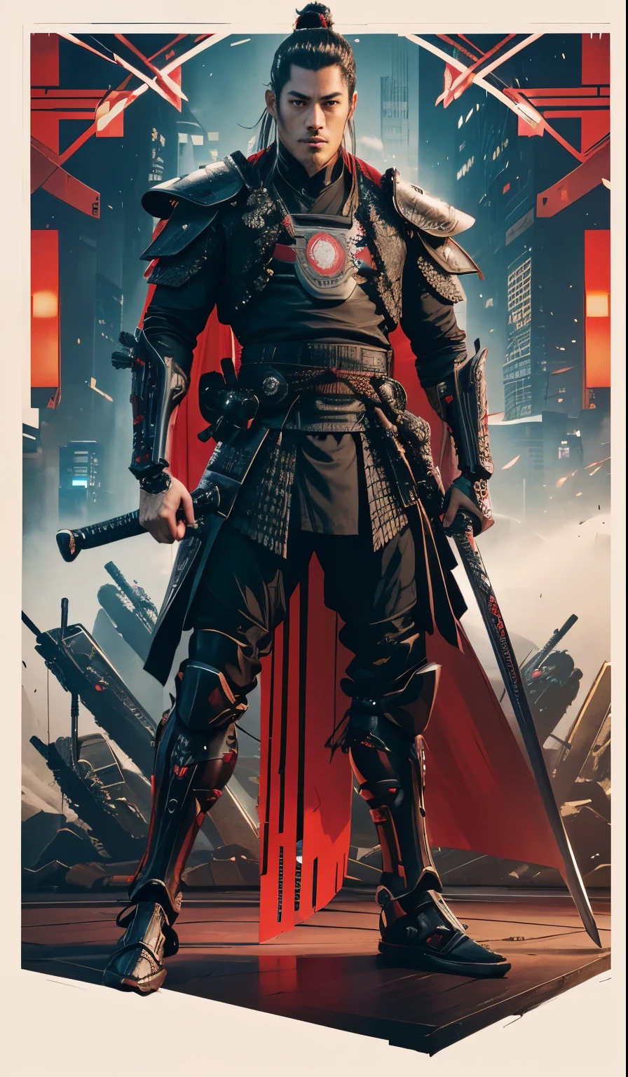 araffe dressed in a black suit holding a sword and a sword, cyborg samurai, cyber japan samurai armor, cyberpunk samurai, very beautiful cyberpunk samurai, full samurai armor spiderman, bio - mechanical ninja samurai, portrait of a cyberpunk samurai, cyber japan style armor, cyber japan armor, celtic and cyberpunk armor, black bull samurai, intricate assasin mecha armor