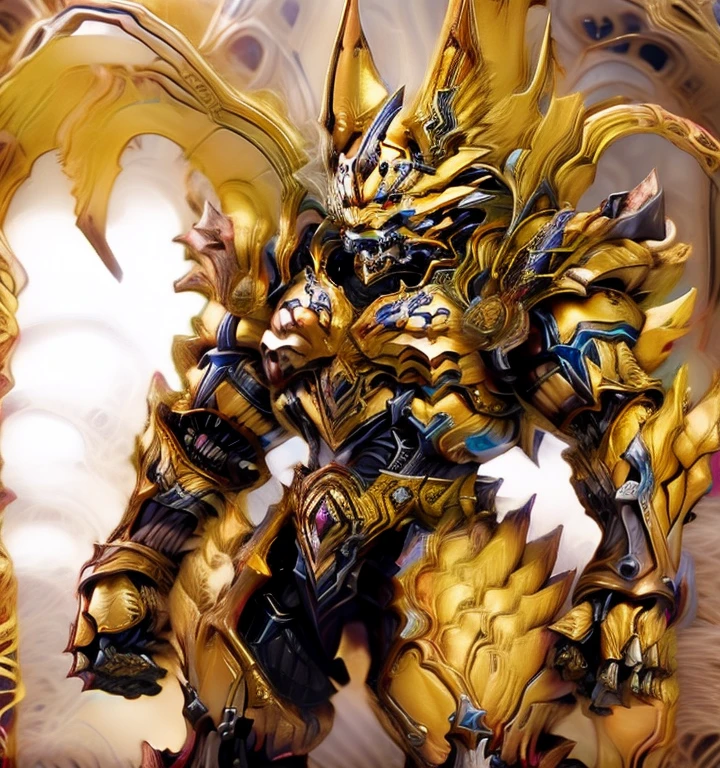 Zeraora's giant robot. (masterpiece, best quality, detailed:1.2) (Pokémon) Powered exoskeleton with the same design as Zeraora big muscle, GIANT, pecs, triceps, traps, waist narrow. bulge in the crotch, with huge golden laser sword, body full of huge muscles. also have a cloak on my back. The cloak is so long that it touches the ground, showing off muscles, mechs, Correct limbs, detailed full body, Very muscular, Large pecs, Heavyweight, Bodybuilder figure, Wearing cyberpunk mecha, big bump, sparkling skin, Vibrant colors, 4K, realism, Don't stray too far from Zeraora's design, Furry Heroes, Main is yellow COLOR, have big wings.