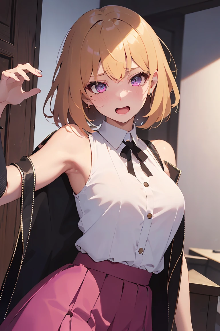 masterpiece, absurdres, best quality, ultra detailed, high Resolution, detailed illustration, extremely beautiful detailed face and eyes, bright colour, 1girl, (), cute face, Delicate beautiful face, magenta eyes, cute eyes, sparkling eyes, big eyes, medium breasts, (perky breasts:1.1), (pointy breasts:1.1), medium hips, glamorous body, white skin, happy, BREAK, long bob cut, (blonde hair:0.8), messy hair, detailed hair, shiny hair, BREAK Examination clothes, tiny ribbon, health check, hospital, real world, natural lights, perfect lighting,