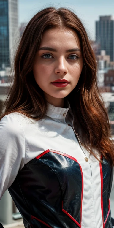 16k, HDR, RTX, photorealistic, 1 beautiful redhead woman with small freckles on her cheeks, cute, lips, red lipstick, long hair, looking at viewer, makeup, nose, realistic, (completely body), redhead woman with freckles, raw photo,studio_shot,uhd, dslr, soft lighting, high quality, film grain, cute, lips, long hair, looking at viewer, makeup, nose, realistic, (complete body), raw photo, studio_shot, soft lighting, high quality, film grain,(1girl:1.3), Solo, (((Very detailed face)))), ((Very detailed eyes and face)))), Beautiful detail eyes, Body parts__, Official art, Unified 8k wallpaper, Super detailed, beautiful and beautiful, beautiful, masterpiece, best quality, original, masterpiece, super fine photo, best quality, super high resolution, realistic realism, sunlight, full body portrait, amazing beauty, dynamic pose, delicate face, vibrant eyes, (from the front), She wears Spider-Man suit, red and black color scheme, spider, very detailed city roof background, rooftop, overlooking the city, detailed face, detailed complex busy background, messy, gorgeous, milky white, highly detailed skin, realistic skin details, visible pores, clear focus, volumetric fog, 8k uhd, DSLR, high quality, film grain, fair skin, photo realism, lomography, futuristic dystopian megalopolis, translucent