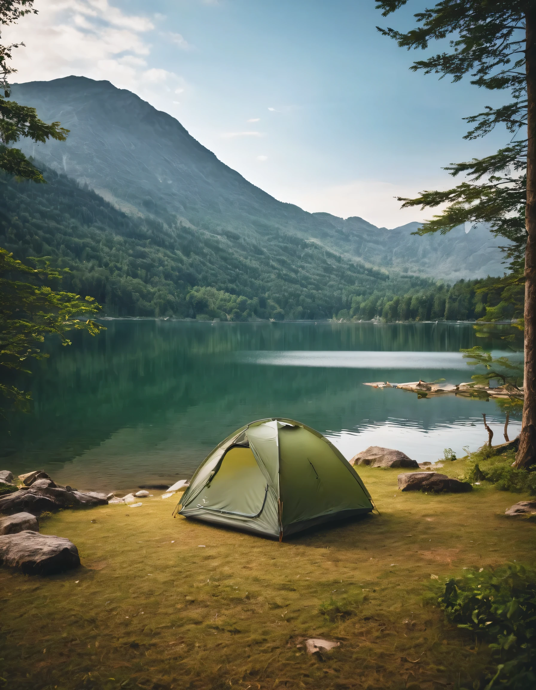 there is a tent set up on the shore of a lake, beautiful lake, peaceful environment, beautiful place, stunning nature in background, all in the amazing outdoors view, peaceful and serene, very beautiful scenery, very very beautiful scenery, lakeside mountains, very very very beautiful scenery, mountain lake, beautiful nature, jaw dropping, beautiful environment, mountains and lakes