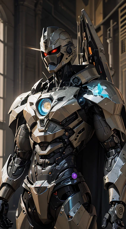 (best quality,highres,masterpiece:1.2),ultra-detailed,realistic:1.37,powerful Megazord transformation sequence,3D rendering,sci-fi,mecha,motion blur,explosive sparks,dynamic poses,glowing energy,metallic armor,intricate mechanical parts,lasers and beams,futuristic cityscape,dramatic lighting,heroic stance,vivid colors, symmetrical creepy ghost , made of glass, in complex background, art exe, high saturation, ray tracing, (symmetry art), white background, studio lighting