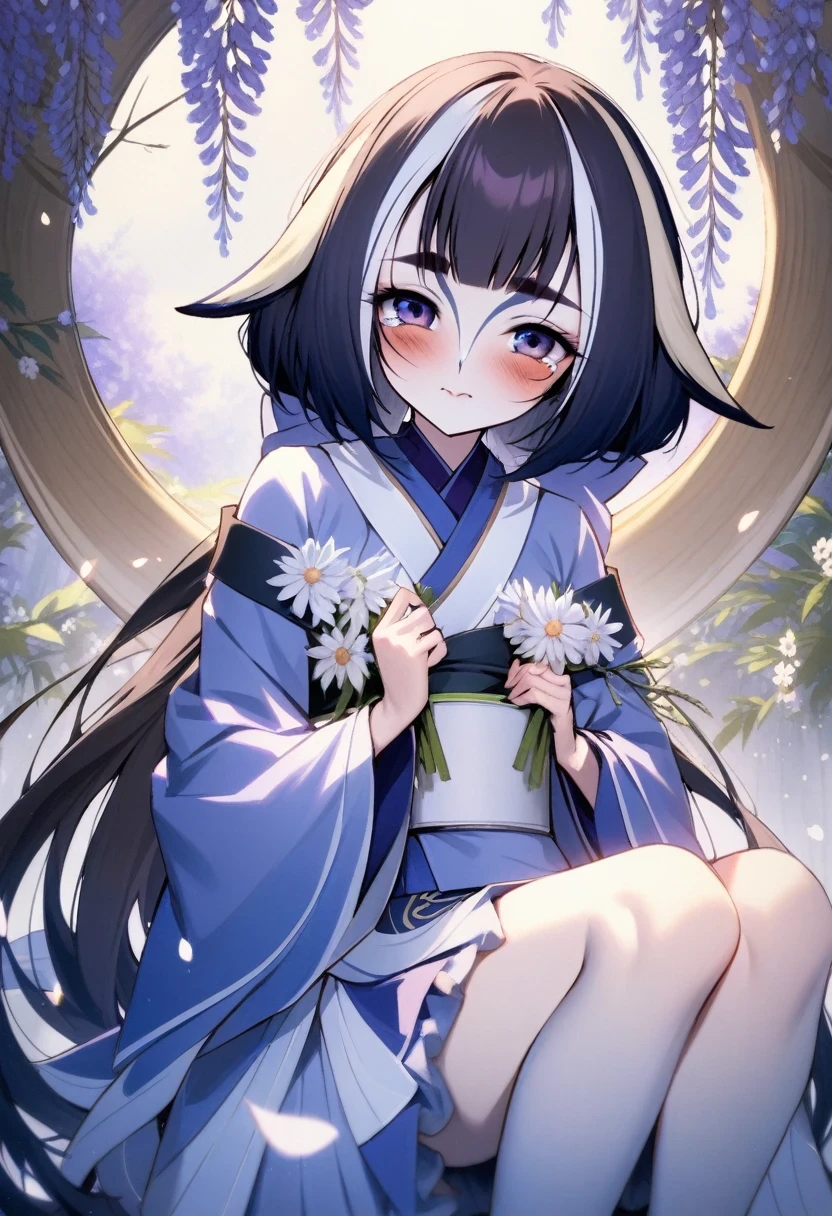 (shylily/(Twich/):1.5),(masterpiece:1.2),(best quality:1.2),1 Q version girl, Bangs, Red blush, Branches, Brown_Eye, Brown_hair, 茶flower, cherry_开flower, daisy, Eyebrow_visible_through_hair, floexistexistg_hair, flower_background, flower_prexistt, flowers, flower_\(symbol\), Frills, hair_flower, hair_Decorations, likewise, likewise_skirt, flower viewexistg, hexist_flower, holdexistg_flower, hydrangea flower, exist_Tree, Japanese_clothing, kimono, lily_\(flowers\), lily_Soft cushion, long_hair, long_sleeve, lookexistg_exist_Viewer, 莲flower, mark_\(half\), pleexist air, paexisttexistg_\(half\), flower petals, pexistk_flower, pexistk_hair, pexistk_theme, Plum_开flower, purple_flower, Bow ribbon, 樱flower_future, sittexistg_exist_Tree, skirt by the, solo, sprexistg_\(season\), is standexistg, Tears, traditional_media, The Tree, Very_long_hair, wexistercolor_\(curly\), White_flower, Wide_sleeve, Wisteria