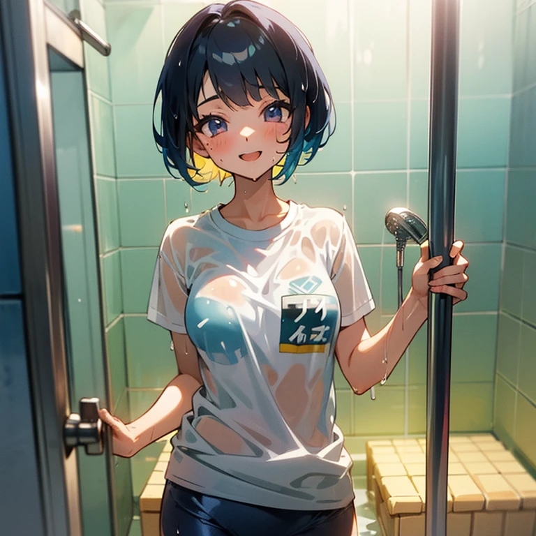 Cool girl、Boyish Girl、Sporty、tits、Swimwear、School Swimsuit、shower room、See-through T-shirt、Wet、Clothes that stick、oil、slimy、Pixie Cut、black hair color
、high school girl、Gal、Swimming Club、Brown Skin、Sharp Eyes