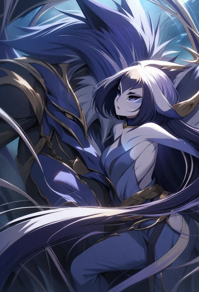 (shylily/(Twich/):1.5),(masterpiece:1.2),(best quality:1.2), white blue hair, Scarlet pupils, Medusa