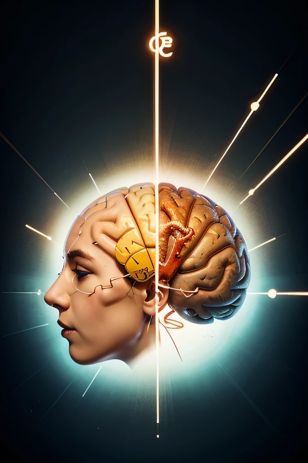  Icon of a brain with connected lines and keywords floating around.