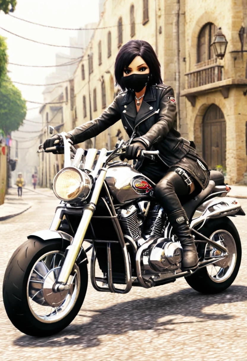Gothic girl,con motocicletanegta,Mobile ,gato