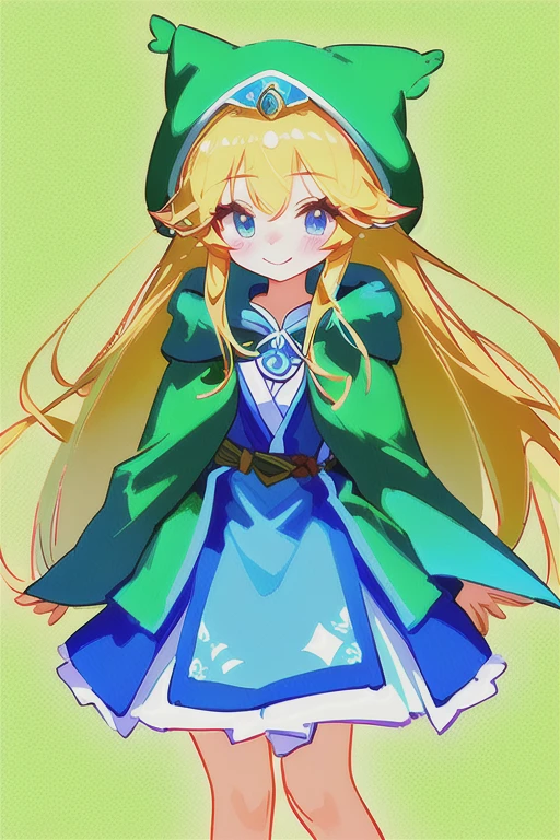 Cartoon girl in a green hat and blue dress, Princess「Kida」Kidaダガシュ, エルフPrincess, Blonde Princess, Wearing a green cloak, From The Legend of Zelda, Wearing a green cloak, Zelda-inspired art, Wearing a green cloakいる, Wearing a long haired cloak, Princess Zelda, Drawn with Microsoft Paint, エルフPrincess