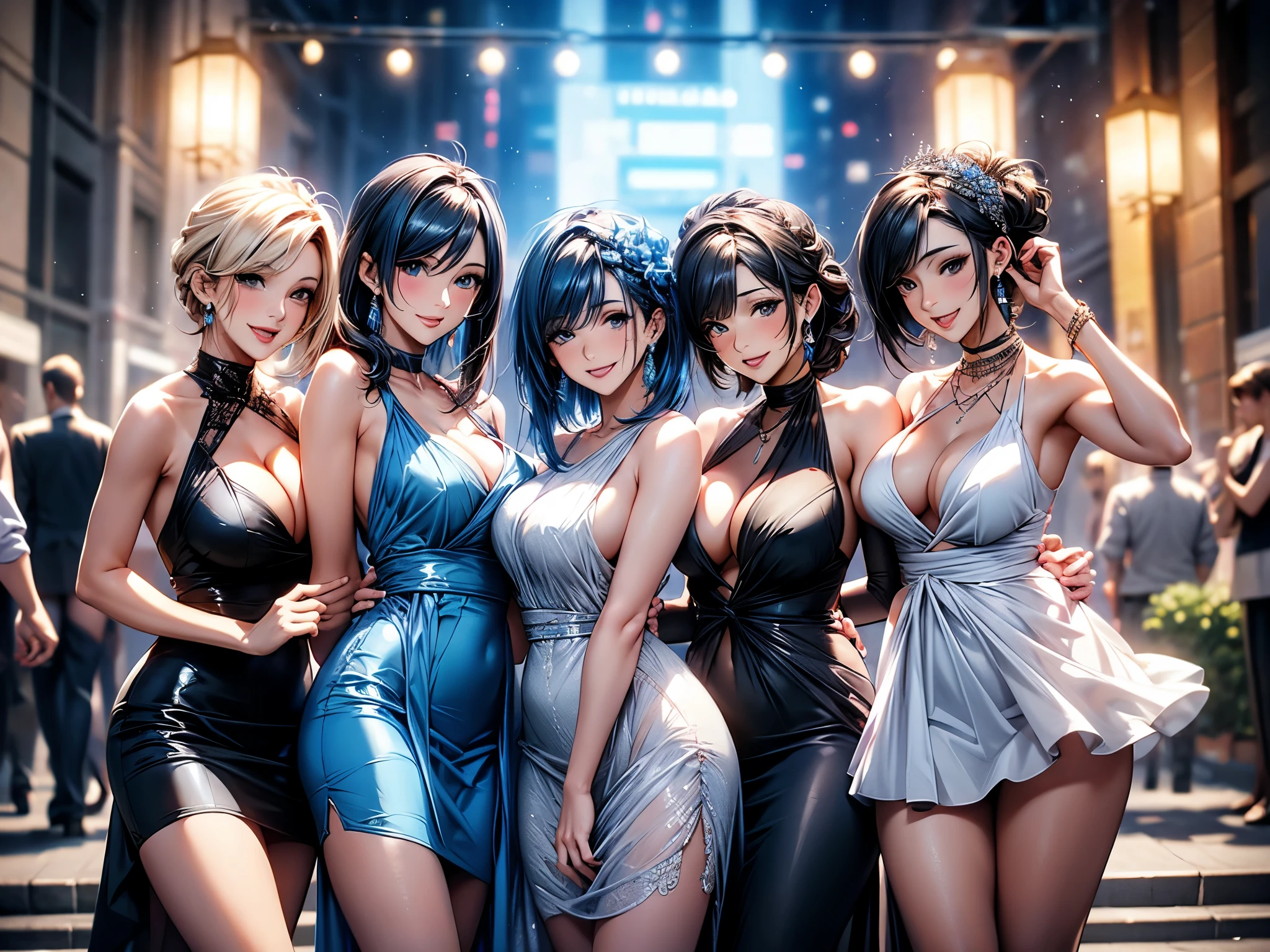  Octane Render, Girls in blue dresses take a group photo, Happy birthday, Happy birthday, Happy birthday, Happy birthday!!!,