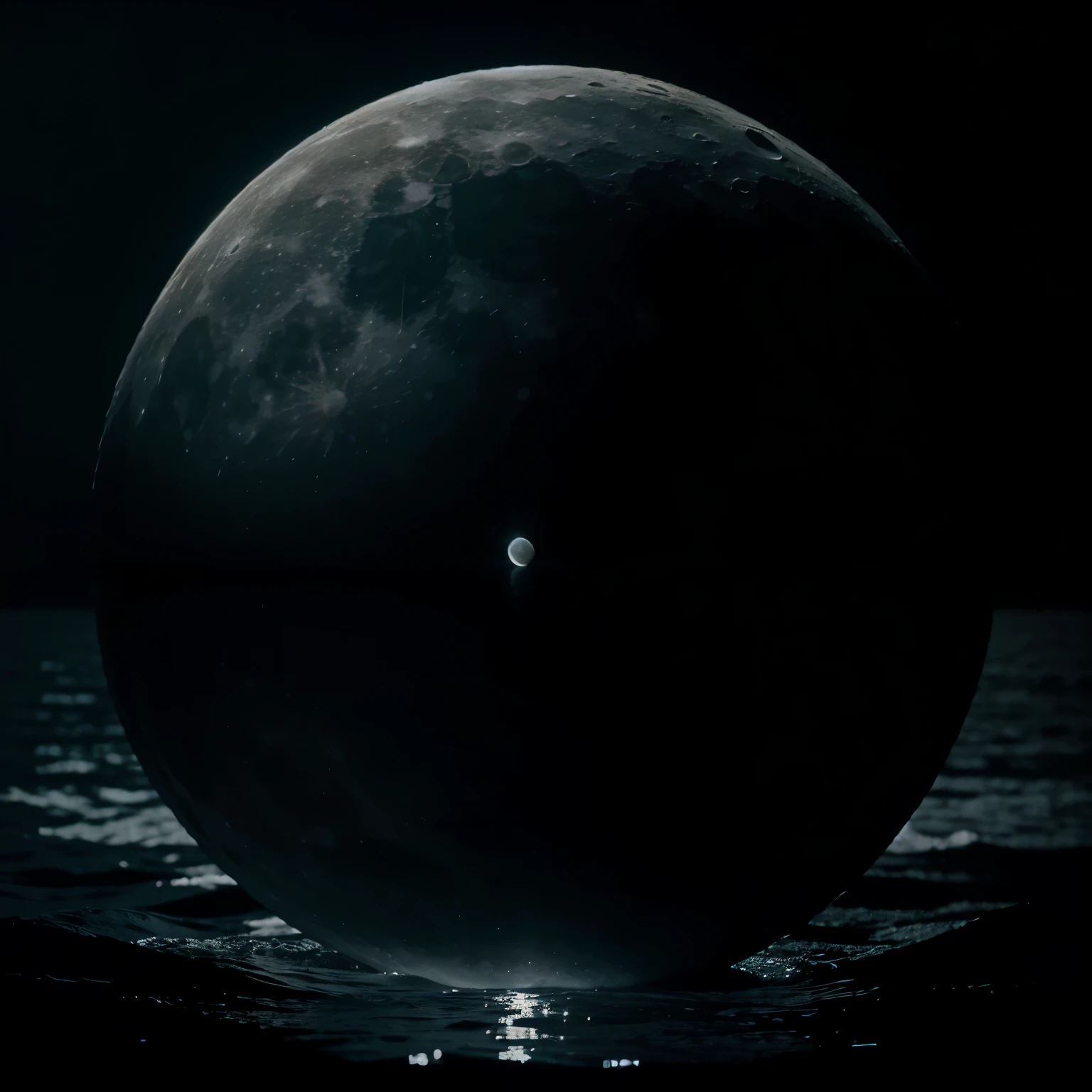 Moon filled with black water