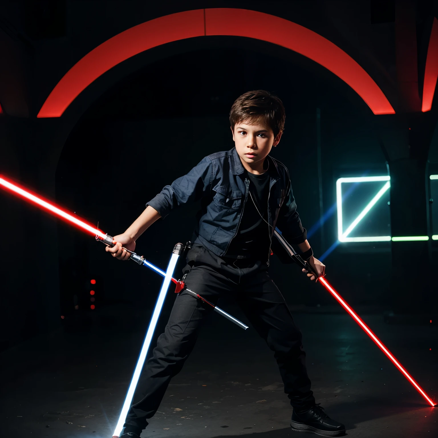 A boy with laser sword