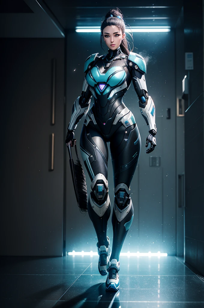 From face to waist::1, Realistic skin texture, Brushes::1 realistic, ultra-detailed hair, 3D::1, Front view::1, Mecha suit::1, Sports Photography, panning photography::1, Vaporwave::1, prime time, Unreal Engine::1, Brushes::1, Charlie Bowwater::1, Heavy makeup::1