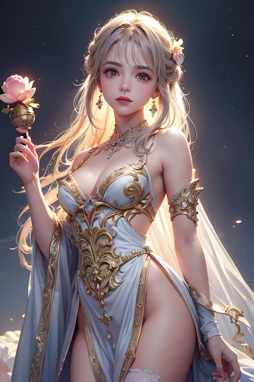 (Obra maestra:1.2), Mejor calidad, (illustration:1.2), (ultra detallado), hiper detalles, (delicado detallado), (detalles intrincados), (cinematic light, Mejor calidad Backlights), Delete line, desde abajo, solista, Cuerpo perfecto, (1 chica), An incredibly detailed (((oil painting by luis Royo, Tim Burton))), with staggeringly intricate details at an unbelievable 8K resolution, depicting a peaceful scene where a gently floating figure in a soft pink hue stands out against a delicate pastel backdrop, its luxuriously lipsticked lips and ethereal glow emanating a sense of transcendent beauty, (constituir), alto contraste, (mejor iluminacion, un extremadamente creado y hermoso), (cinematic light), vistoso,
