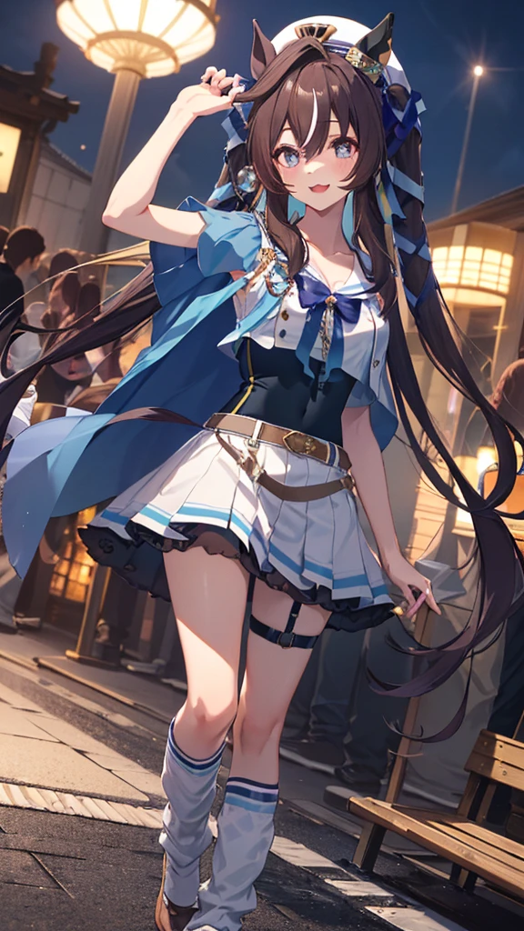 vivlos \(umamusume\),(full body),1 girl, alone, smile, Open your mouth,whole body, Luxury Room, 1 girl, masterpiece, High quality, 最high quality, Viblos (umamusume),Victory server,Put one hand on your hip,upright, Beautiful background, Particles of light, Light of the sun, Dramatic lighting, outside, Shiny, Realistic, 最high quality, Very detailed, Get used to it, scenery, beautifullyて細かい目, Thinning hair,whole bodyショット,((Very detailedな背景)), (((Cowboy Shot,Dynamic Angle))),1 girl,,(Shiny肌:1.3),(beautifully濃厚な肌),(Thinning hair), masterpiece, high quality, High resolution, Confused,(beautifully、beautiful:1.2), Beautiful Hands, (4K), 8k, Perfect balance,(Very detailedな CG Unity 8k 壁紙), Perfect hands, Embarrassing, blush, Light_vestige,Intricate details,Written boundary depth, extremely delicate and 美しい,Professional photography, Bokeh, High resolution, Sharp details, 最high quality, Thick thighs,Beautiful Eyes, Beautiful background, 屋outside,
