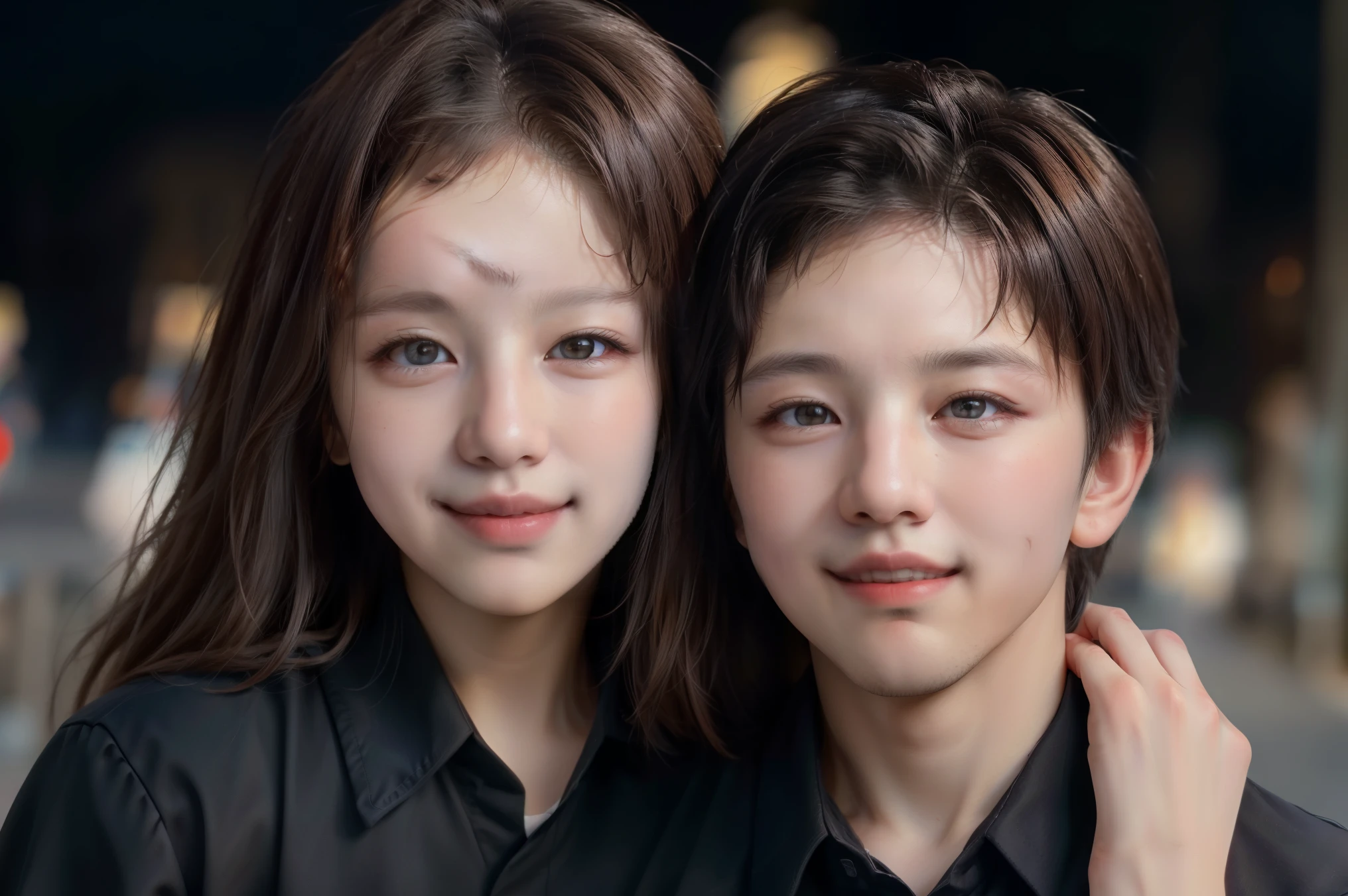 ((Best quality, 8k, Masterpiece :1.3)), 1 korean guy, smiling, full body, slim face, handsome guy, (Dark brown hair), dress shirt :1.1, Ultra-detailed face, Detailed eyes, Double eyelid, blur background, slim face, city, outside, street,
