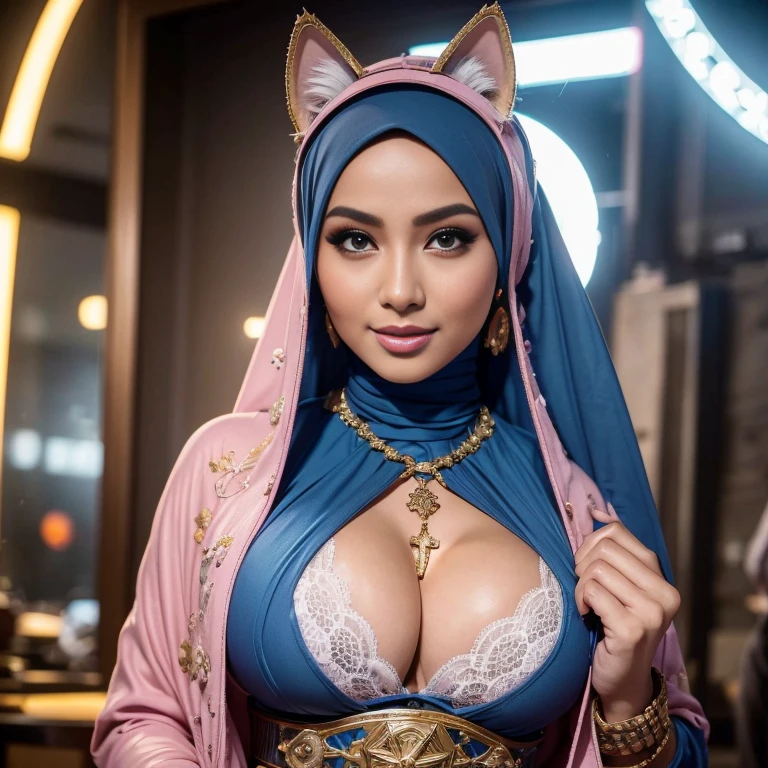 The whole body consists of a young girl with hijab, Eye makeup, 35 year old model, Cat ears, Soft lighting, Solo, Wear shabby clothes, Dirty, Tattered futuristic military uniform, sexy body, morning time, smiling, happy, bright sunshine, beach, blurred background, bokeh,realistic, ultra-detailed, big breast, malay, The whole body consists of a young girl with hijab Kimono, Eye makeup, 38 year old, Cat ears, Soft lighting, groups, Wear shabby clothes, Dirty, Tattered futuristic military uniform, Cat's paw badge, Pose, spot color, rendering by octane, Ultra-realistic intricate details, big breasts, big breasts, big breasts, two MAPAY women in lingerie posing for a picture in a room, oppai, posing together in bra, MIRA FILZAH and IMAN TAYORE, red bra, all red, oppai proportions, sexy :8k, 4 k, big breasts!, bottom angle, big breasts!!, Malay beauties, biomechanical oppai, fujita goro and jones, thicc, wearing hijab, hijab star, hijab gorgeous, hijab super model, Malaysian girls group,malay, The whole body consists of a young girl with hijab, Eye makeup, 21yo, Cat ears, Soft lighting, group, Wear shabby clothes, Dirty, Tattered futuristic bikini, Cat's paw badge, Pose, spot color, rendering by octane, Ultra-realistic intricate details, Cinematic, 8K resolution, 70mm, emphasis lighting, Global illumination, (((wearing a Sexy belt design by LV))) Surreal full-body figure, Beautiful and delicate body and face, gorgeous figure, ssmile, Titillating，Surreal full-body figure，Beautiful and detailed body and face, Super vista, White skin of the, vivd colour,🔥8k, (masterpiece), (((highest quality)), (super detailed), 2 girls, (iridescent hair, colorful hair, half blue and half pink hair: 1.2), 38 years old, (Gorgeous Malay Girls: 1.2), outdoor, bangs, smile, sky blue eyes, perfect hands, perfect hands, hand details, corrected fingers. Earrings, Night Store + Background, looking_at_viewer, Cowboy Shot, Top Quality, Rich Detail, Perfect Image Quality, big breasts, slender body