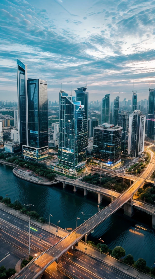 (cidade futurista:1.2), (Cidade de Shambala), Advanced architecture, ruas movimentadas, jardins verticais, high-tech skyscrapers, sistema de transporte futurista, flying vehicles, plataformas flutuantes, sociedade movida pela tecnologia, luzes de neon, holographic displays, energetic atmosphere, cores vibrantes, designs elegantes, fachadas de vidro, mercados movimentados, advanced AI systems, fontes de energia limpa, sustainable infrastructure, efficient public transport, passarelas elevadas, aerial views, horizonte expansivo, planejamento urbano inovador, perfect integration of nature and technology, architectural wonders, tecnologia de cidade inteligente, automated services, cutting-edge advances, harmonious coexistence of humans and machines, utopian vision.