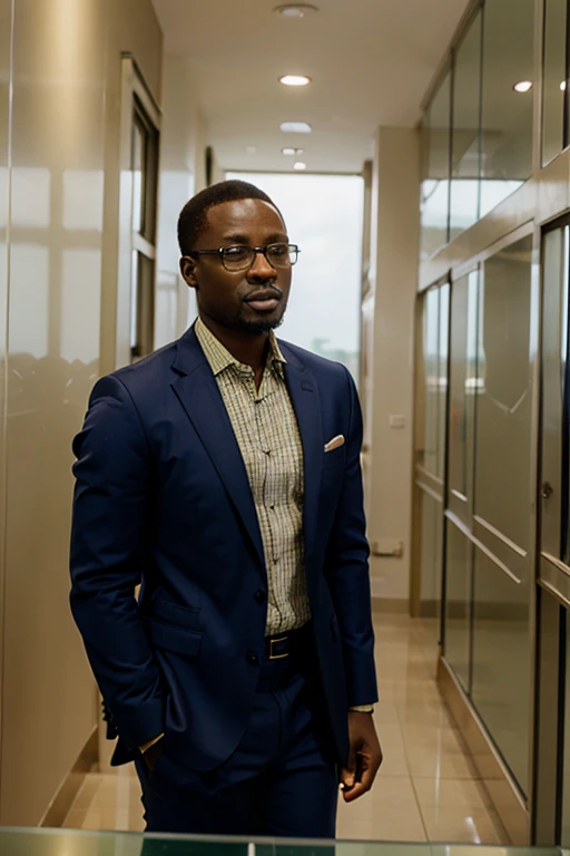african business man with glass