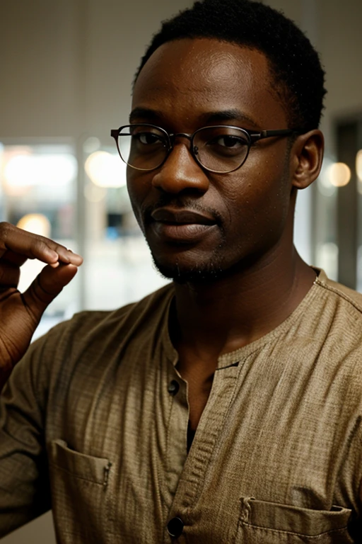 african business man with glass