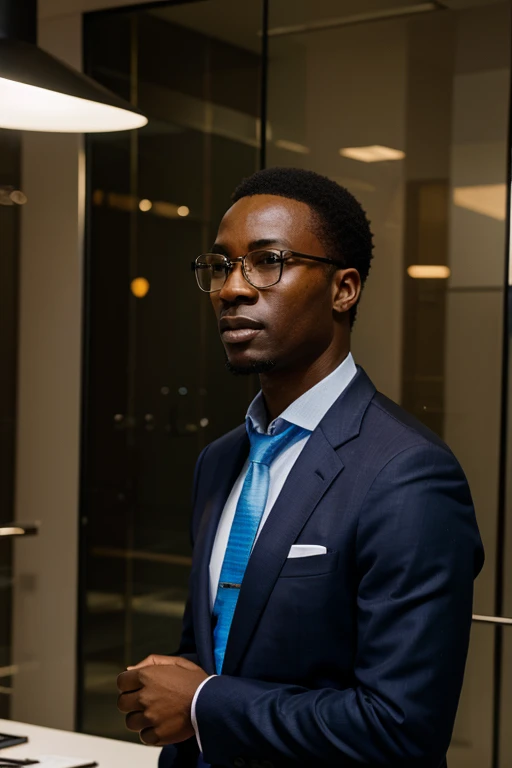 african business man with glass