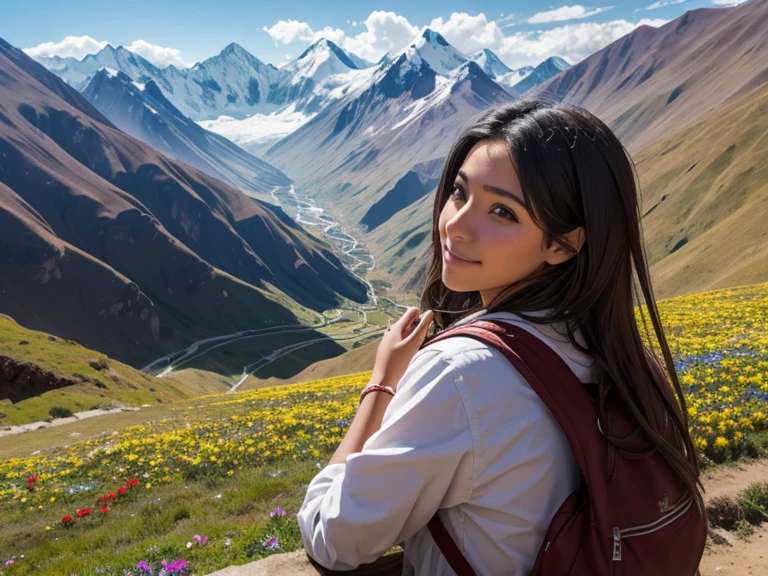 Flower of a day in the Andes, muy brillante y hermosa, vista a distancia por un Inka joven.
