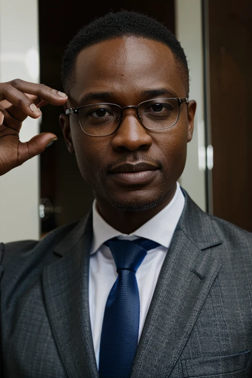 african business man , glass
