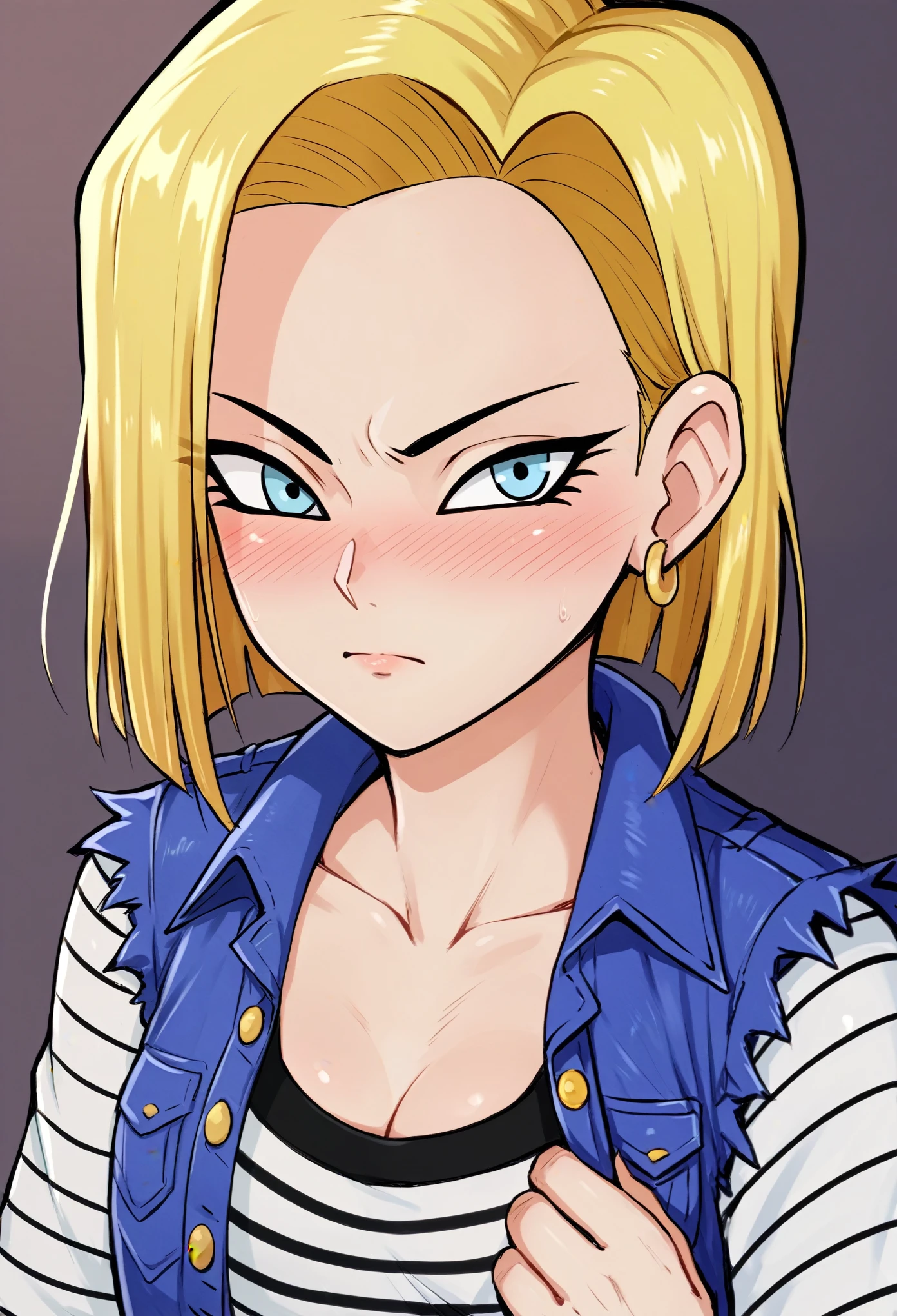 score_9, score_8_up, score_7_up, score_6_up, score_5_up, score_4_up, BREAK, source_anime,1girl, android 18,blush,portrait