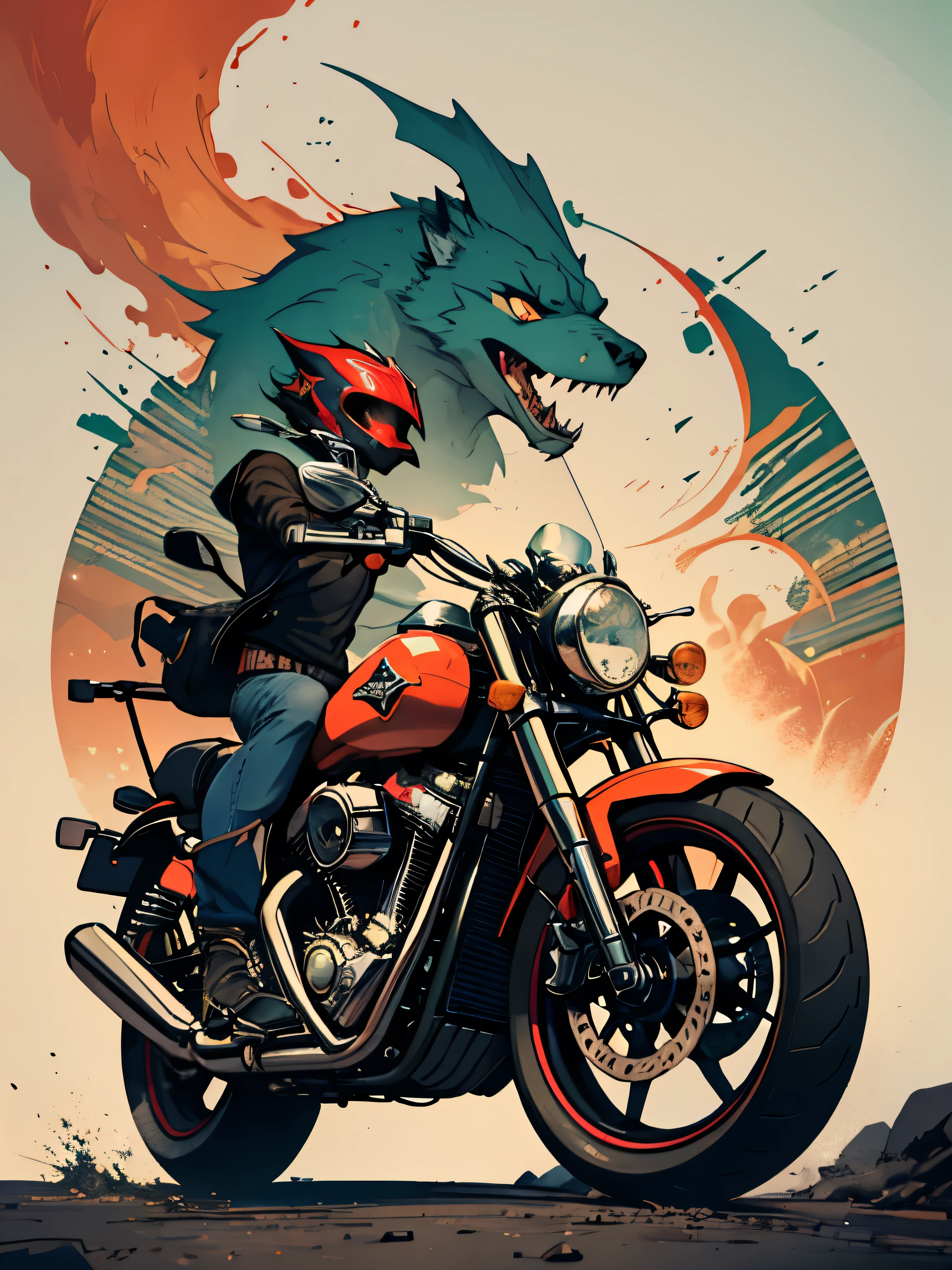 Harley Davidson t-shirt design with a dynamic mid-ride theme featuring awesome vector art by Hydro74.