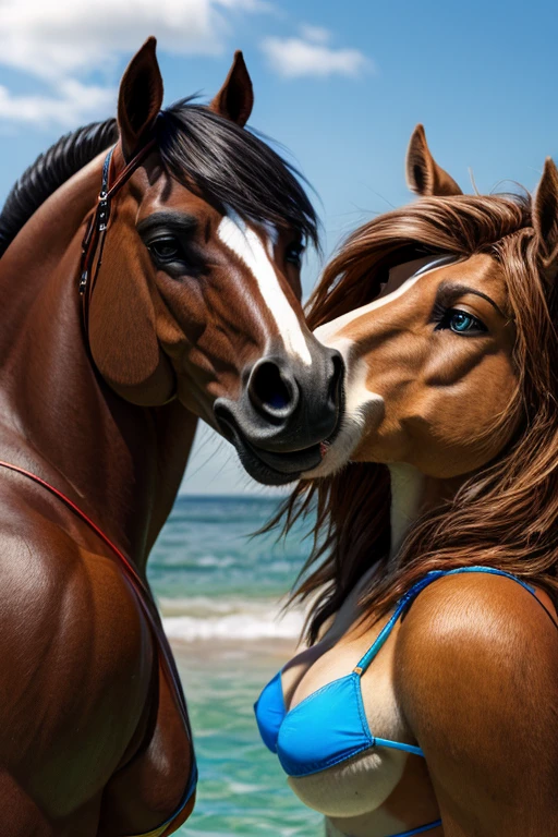 Two Horse kissing bikini