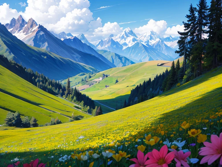 Flower of a day in the Andes, muy brillante y hermosa, que resalta en primer plano en medio de la imagen.