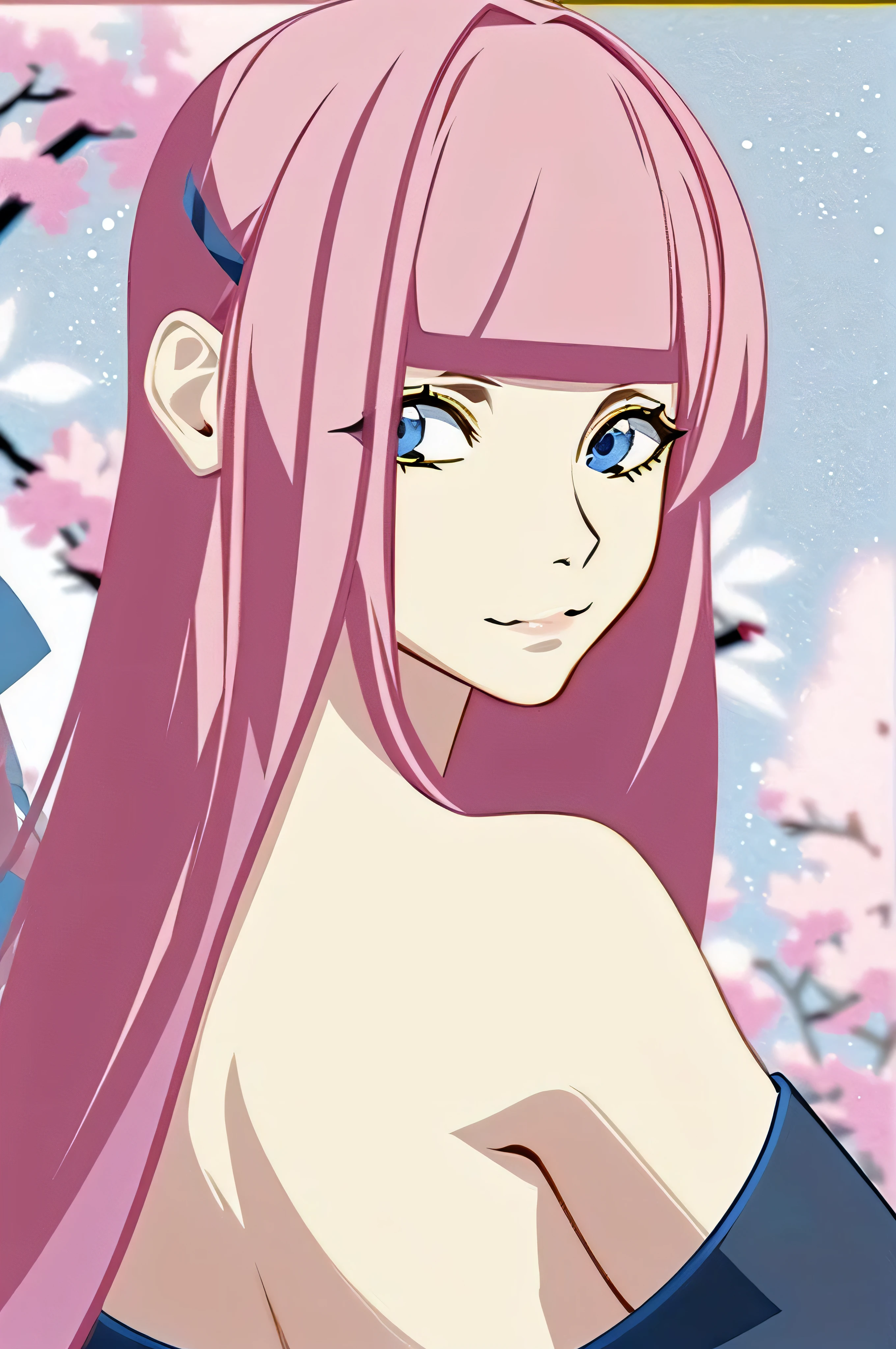 melhor qualidade, obra de arte, detalhado, aesthetics, 1 garota, Sozinho, cabelo rosa, Sakura haruno, tronco, fundo branco