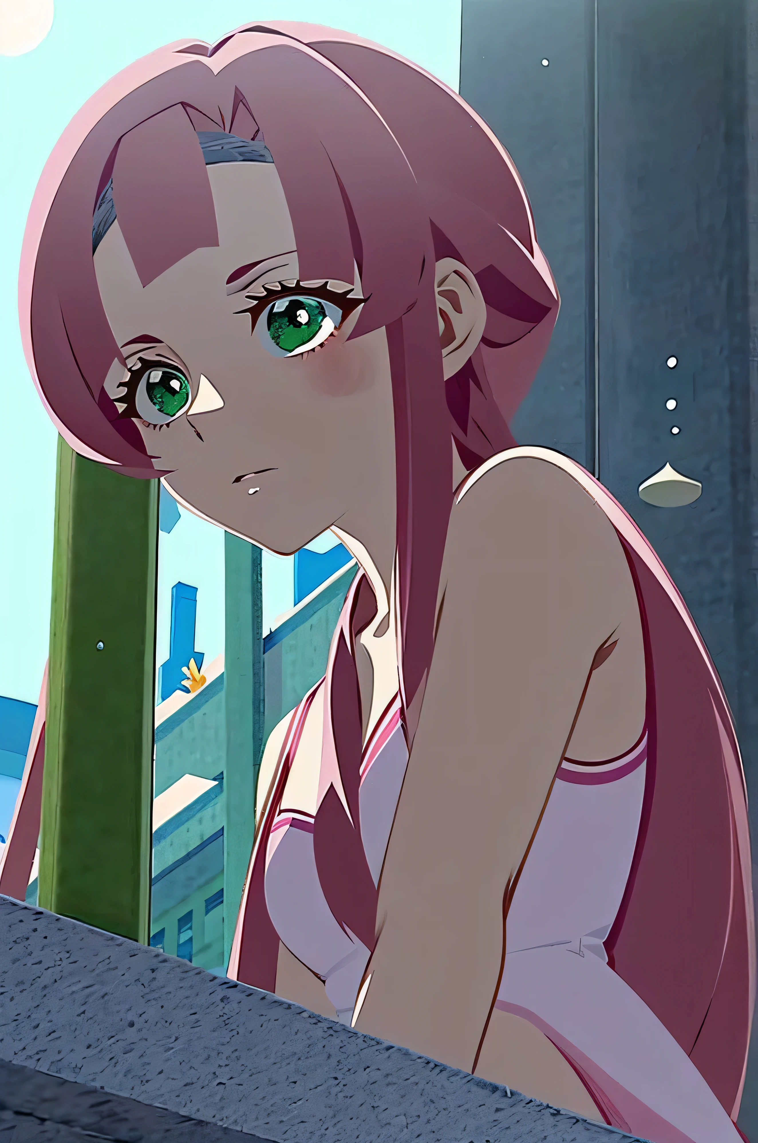 melhor qualidade, obra de arte, detalhado, aesthetics, 1 garota, Sozinho, cabelo rosa, Sakura haruno, tronco, fundo branco