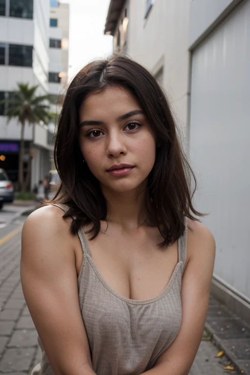 Colombian girl with brown clear eyes and dark hair in a BMW