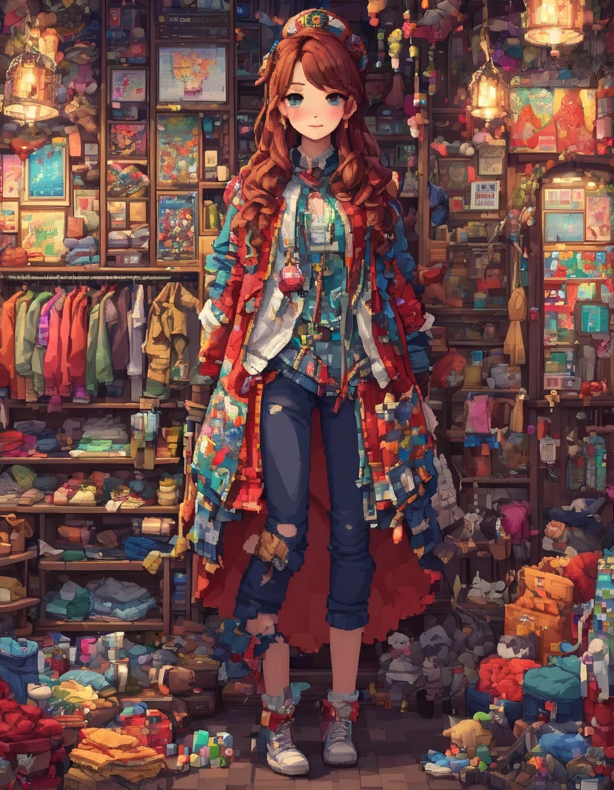 Pixel art style, A piece of clothing, whole body, Beautiful and detailed