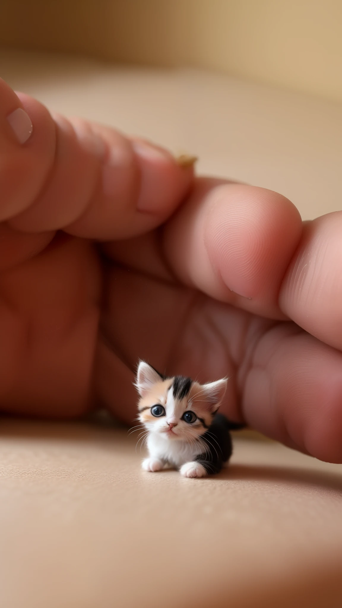 A miniature kitten,The size is only one centimeter,The cat is only 1 cm old,microcosm