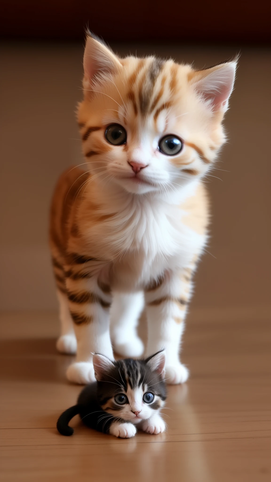 A miniature kitten，The size is only one centimeter，The cat is only 1 cm old，microcosm