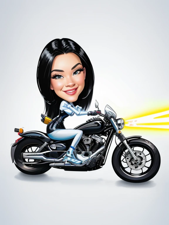 Disney Pixar, 4k, cartoon woman riding a motorcycle with a light beam coming out of her mouth, caricature style, in cartoon style, caricature illustration, cartoon style illustration, CARTOON ARTstyle, caricature, CARTOON ART style , caricature, cartoon digital art, CARTOON ART, caricature!!!, cartoon style, cartoon portrait, digitally drawn, caricature, realistic cartoon, digital art cartoon, motorcycle
